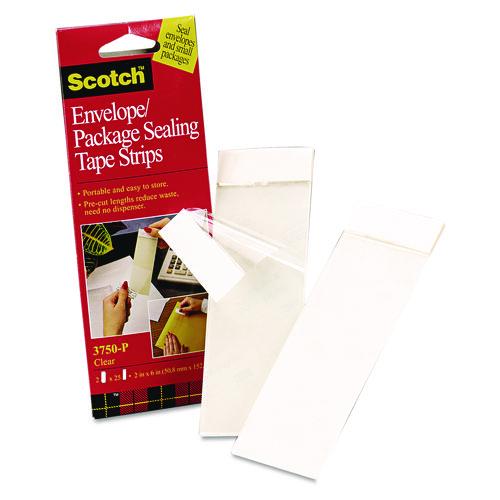 Scotch Envelope/Package Sealing Tape Strips, 2" x 6", Clear, 50/Pack