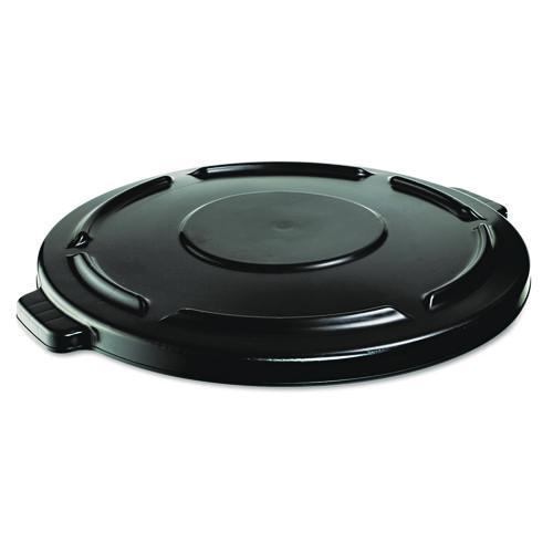 Rubbermaid Commercial BRUTE Self-Draining Flat Top Lids, 24.5" dia x 1.5h, Black