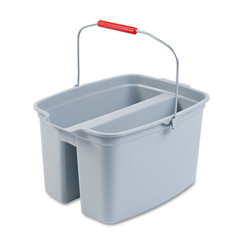 Rubbermaid Commercial Double Utility Pail, 19 qt, Plastic, Gray