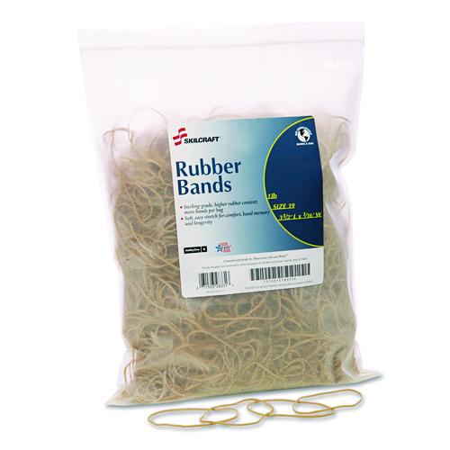 AbilityOne 7510015783515, SKILCRAFT Rubber Bands, Size 19, 0.03" Gauge, Beige, 1 lb Box, 1,700/Pack
