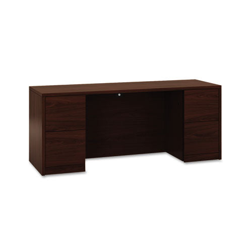 HON 10500 Series Kneespace Credenza With Full-Height Pedestals, 72w x 24d x 29.5h, Mahogany