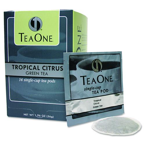 Tea One Tea Pods, Tropical Citrus Green, 14/Box