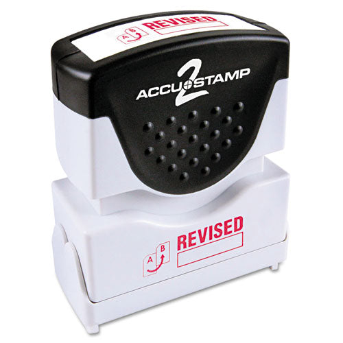 ACCUSTAMP2 Pre-Inked Shutter Stamp, Red, REVISED, 1.63 x 0.5