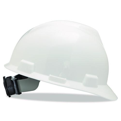 MSA V-Gard Hard Hat, Vented, Front Brim, Fas-Trac III Ratchet Suspension, One Size Fits Most (6.5 to 8), White