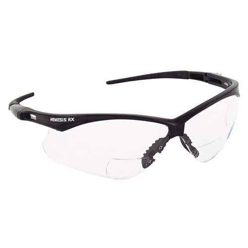 KleenGuard Nemesis Readers Safety Glasses, 1.0+ Diopter, Black Half Frame, Clear Dual Lens
