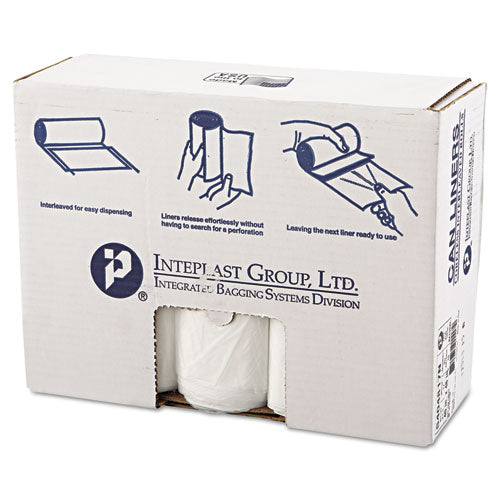 Inteplast Group High-Density Commercial Can Liners, 45 gal, 17 mic, 40" x 48", Clear, Interleaved Roll, 25 Bags/Roll, 10 Rolls/Carton