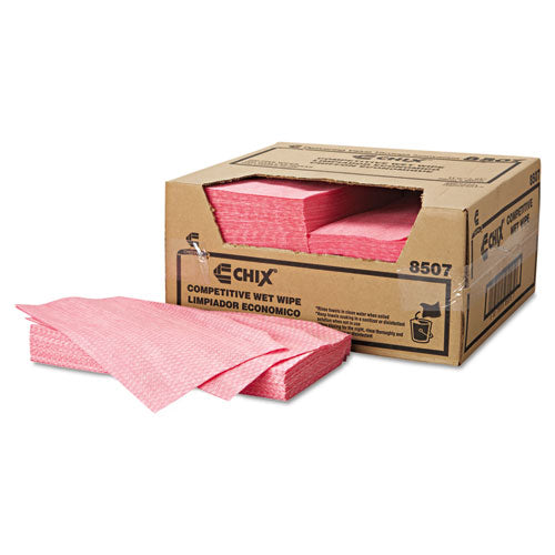Chix Wet Wipes, Diamond-Pattern Design, 11.5 x 24, White/Pink, 200/Carton