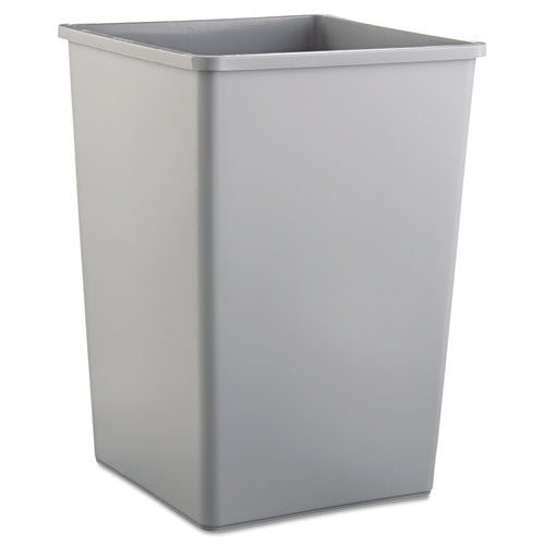 Rubbermaid Commercial Untouchable Square Waste Receptacle, 35 gal, Plastic, Gray