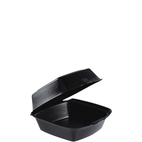 Dart Foam Hinged Lid Containers, Large Sandwich, 6 x 5.9 x 3, Black, 125/Bag, 4 Bags/Carton