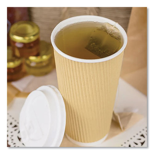 Karat Ripple Hot Cups, 20 oz, Paper, Kraft/White, 500/Carton