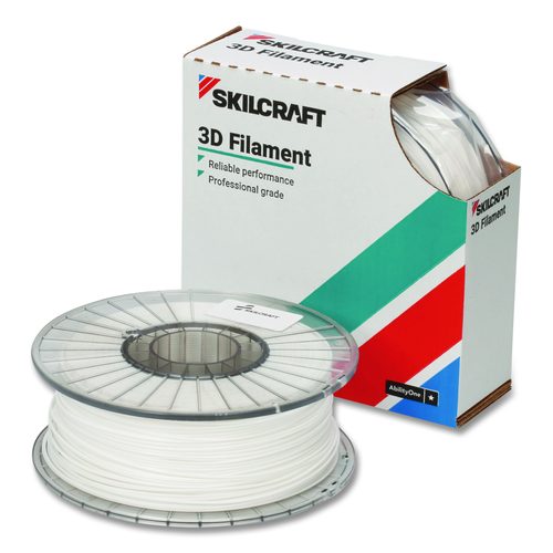 AbilityOne 7045017057353, SKILCRAFT 3D Printer Acrylonitrile Butadiene Styrene Filament, 1 kg Spool, 2.85 mm, White