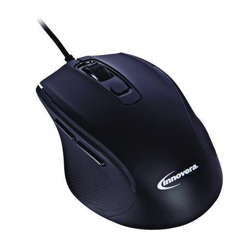 Innovera Full-Size Wired Optical Mouse, USB 2.0, Right Hand Use, Black