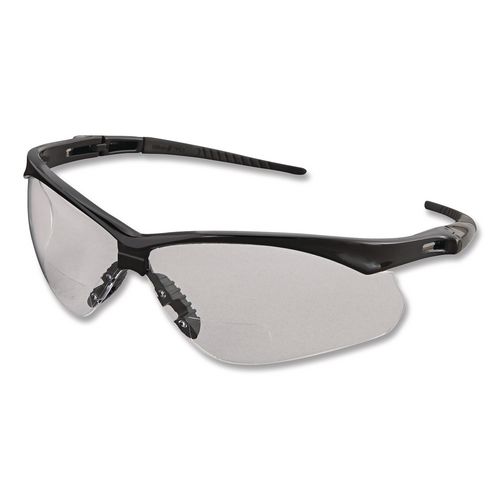 KleenGuard Nemesis Readers Safety Glasses, 2.5+ Diopter, Black Half Frame, Clear Dual Lens