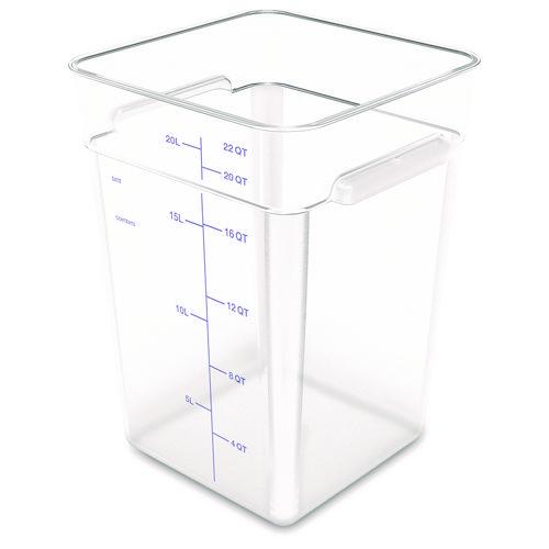 Carlisle Squares Polycarbonate Food Storage Container, 22 qt, 11 13 x 11.13 x 15.72, Clear, Plastic