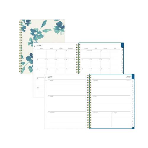 Blue Sky Bakah Blue Academic Year Weekly/Monthly Planner, Floral Artwork, 11 x 8.5, Blue/White Cover, 12-Month (July-June): 2025-2026