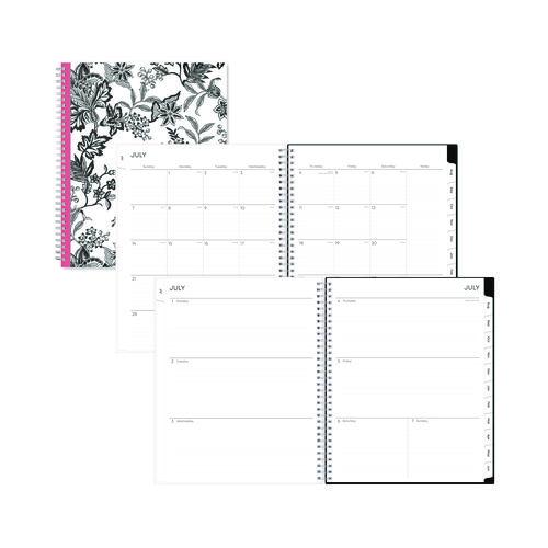 Blue Sky Analeis Create-Your-Own Cover Weekly/Monthly Planner, Floral, 11 x 8.5, White/Black/Coral, 12-Month (July to June): 2025-2026