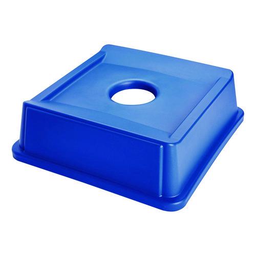 Rubbermaid Commercial Untouchable Bottle and Can Recycling Top, Round Opening, 20.13w x 20.13d x 6.25h, Blue