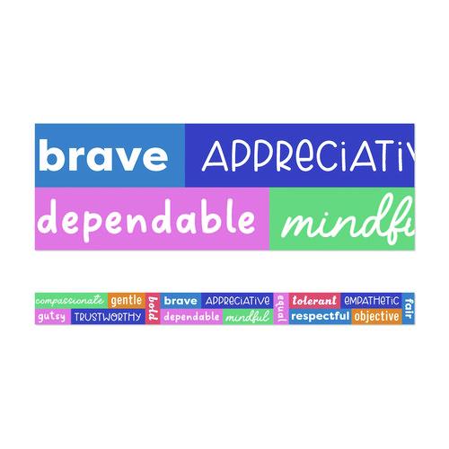 Carson-Dellosa Education Straight Borders, 12-Piece Set, Motivational: Positive Words, 3" x 3 ft, Multicolor