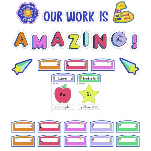 Carson-Dellosa Education Work Display Bulletin Board Sets, 45-Piece Set, We Stick Together: Our Work Is Amazing, 7.9" x 15", Multicolor