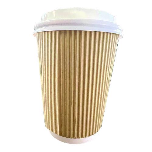 Karat Ripple Hot Cups, 8 oz, Paper, Kraft/White, 500/Carton