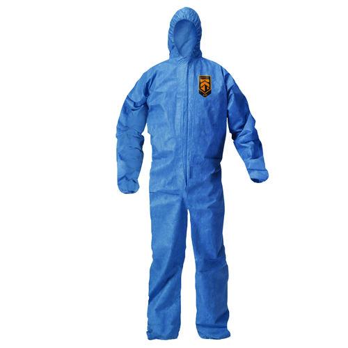 KleenGuard A20 Breathable Particle Protection Coveralls, Zip Front, Hood, Elastic Back, Wrists, Ankles, Blue, 20/Carton