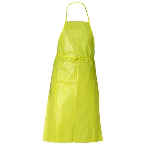KleenGuard A70 Chemical Spray Protection Aprons, Polyethylene-Coated Fabric, One Size Fits Most, Yellow, 100/Carton