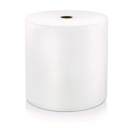 LoCor Hard Wound Roll Towel, 1-Ply, 8" x 1,000 ft, White, 6 Rolls/Carton