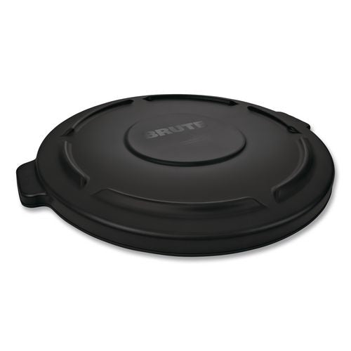 Rubbermaid Commercial BRUTE Self-Draining Flat Top Lids for 32 gal Round BRUTE Containers, 22.25" Diameter, Black
