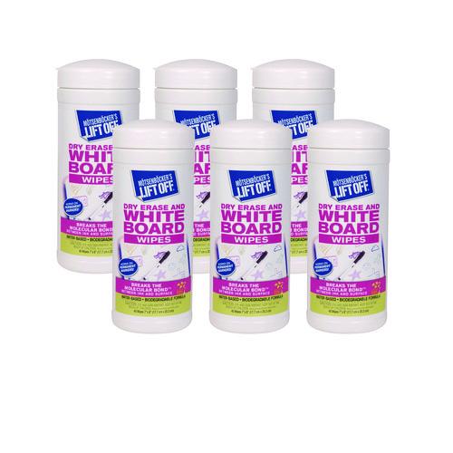 Motsenbocker's Lift-Off Dry Erase Board Cleaner Wipes, Cloth, 7 x 12, 40/Canister, 6 Canisters/Carton
