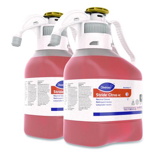 Diversey Stride Neutral Cleaner, Citrus Scent, 1.4 L SmartDose, 2/Carton