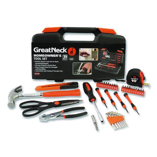 Great Neck Homeowner's 39-Piece Tool Set, 12.38" x 3" x 7.25" Carry Case