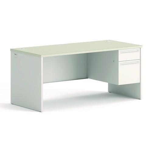 HON 38000 Series Right Pedestal Desk, 66" x 30" x 30", Light Gray/Silver