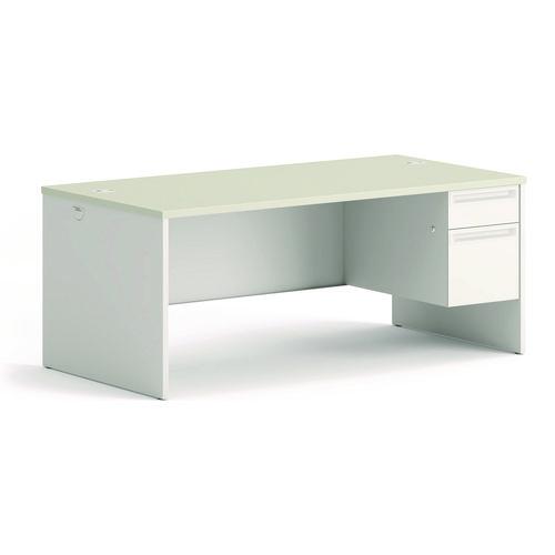 HON 38000 Series Right Pedestal Desk, 72" x 36" x 30", Light Gray/Silver