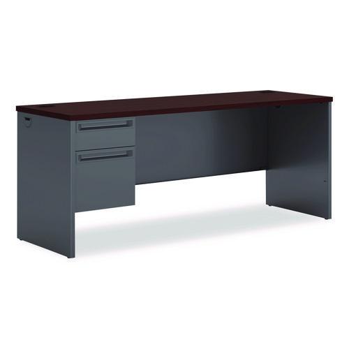 HON 38000 Series Left Pedestal Credenza, 72w x 24d x 29.5h, Mahogany/Charcoal