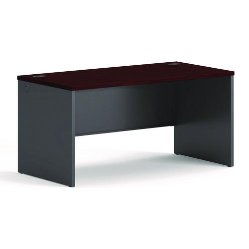 HON 38000 Series Desk Shell, 60" x 30" x 29.5", Mahogany/Charcoal