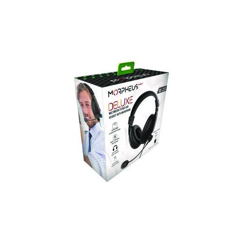 Morpheus 360 Deluxe Multimedia Stereo USB Headset with Adjustable Boom Microphone, Over the Head, Binaural