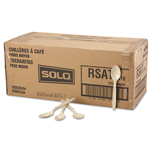 SOLO Reliance Mediumweight Cutlery, Spoon, Plastic, Champagne, 1,000/Carton
