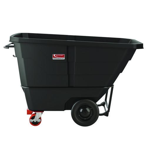Suncast Commercial 1 cu yd Heavy Duty Tilt Truck, Forkliftable Frame, 2,200 lb Capacity, Black/Red