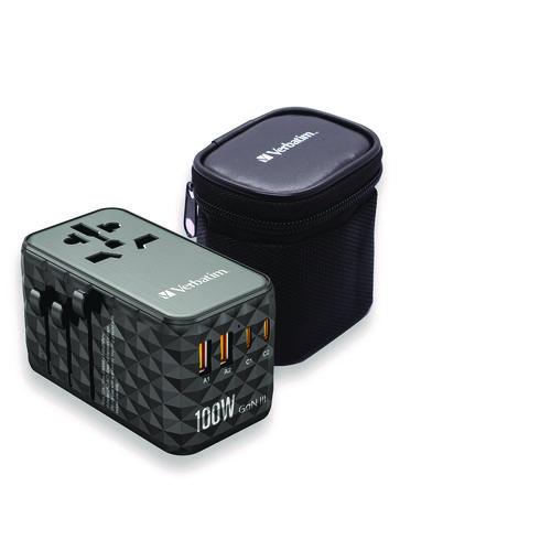 Verbatim UTA-06 Gan III Universal Travel Adapter, (2) USB-A/(2) USB-C/Quick Charge 4+