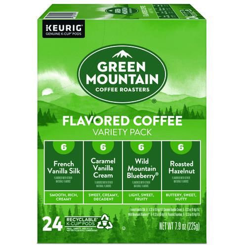 Green Mountain Coffee Flavored Variety Coffee K-Cups, Assorted Flavors, 0.38 oz K-Cup, 24/Box