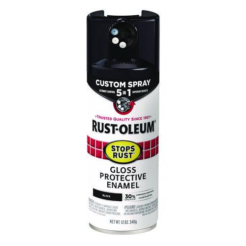 Rust-Oleum Stops Rust 5-in-1 Spray Paint, Gloss Black, 12 oz Aerosol Can