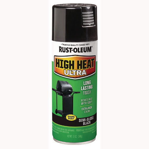 Rust-Oleum High Heat Enamel Spray Paint, Semi-Gloss Black, 12 oz Aerosol Can