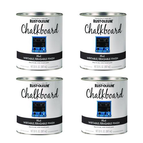 Rust-Oleum Chalkboard Paint, Matte Black, Quart Can, 4/Carton