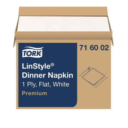 Tork LinStyle Dinner Napkin, 1-Ply, 15 x 16, White, 1,000/Carton