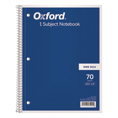 Oxford Coil-Lock Wirebound Notebook, 3-Hole Punched, Wide/Legal Rule, Randomly Assorted Cover Color, (70) 10.5 x 8 Sheets