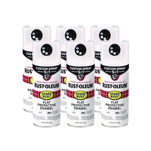 Rust-Oleum Stops Rust 5-in-1 Spray Paint, Flat White, 12 oz Aerosol Can, 6/Carton