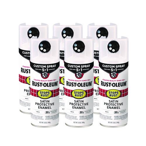 Rust-Oleum Stops Rust 5-in-1 Spray Paint, Satin White, 12 oz Aerosol Can, 6/Carton