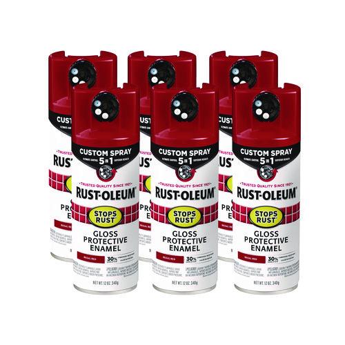 Rust-Oleum Stops Rust 5-in-1 Spray Paint, Gloss Regal Red, 12 oz Aerosol Can, 6/Carton