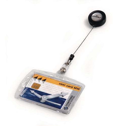 Durable ID/Security Card Holder Set, Vertical/Horizontal, Reel, Clear, 10/Pack