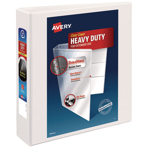 Avery Heavy-Duty Non Stick View Binder with DuraHinge and Slant Rings, 3 Rings, 2" Capacity, 11 x 8.5, White, (5504)